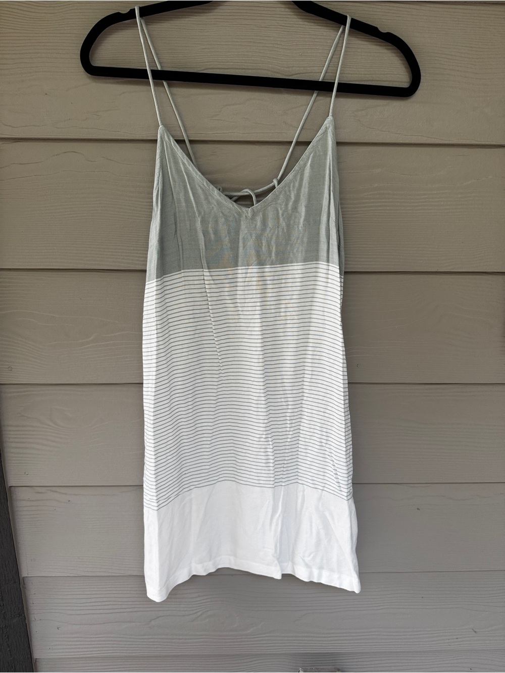 RVCA Dress Women’s Size S Gray White Stripe Colorblock Strappy Mini Sundress